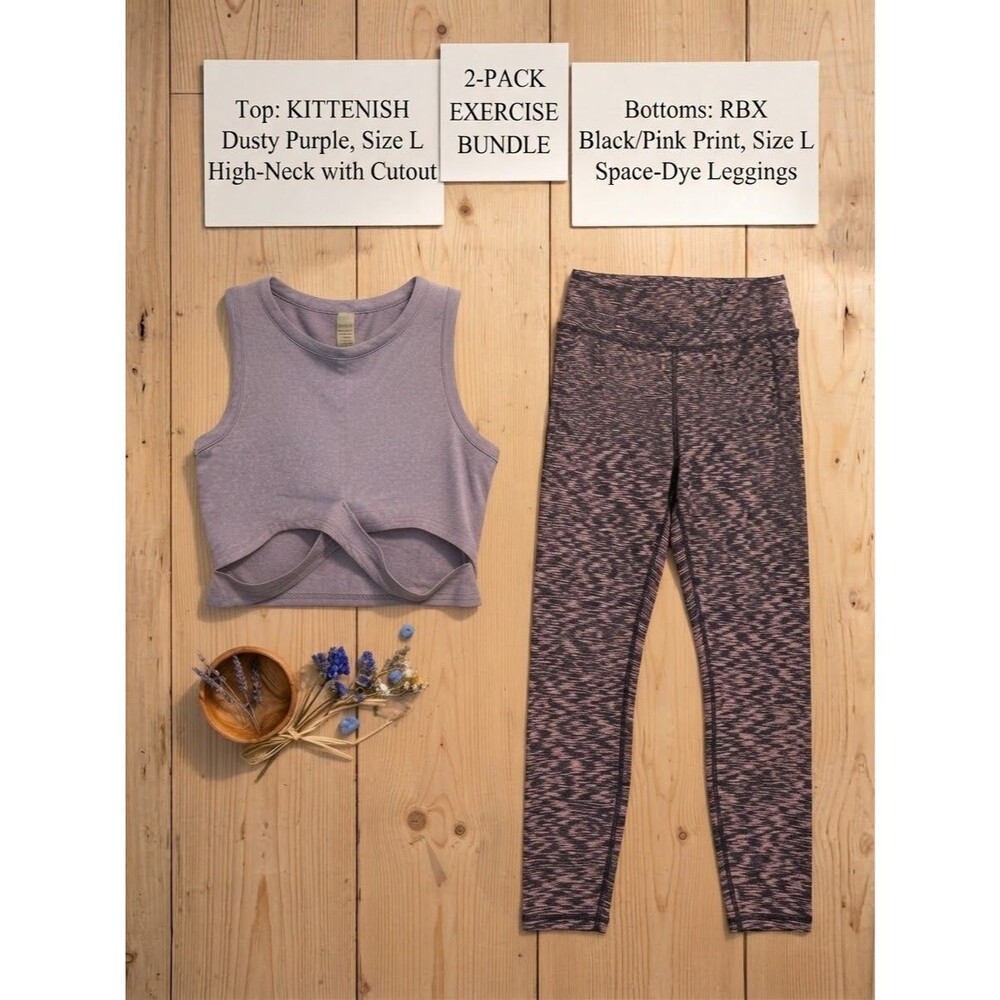 2 PACK BUNDLE LOT! Kittenish Crop Top RBX Legging Athleisure Active Wear Workout